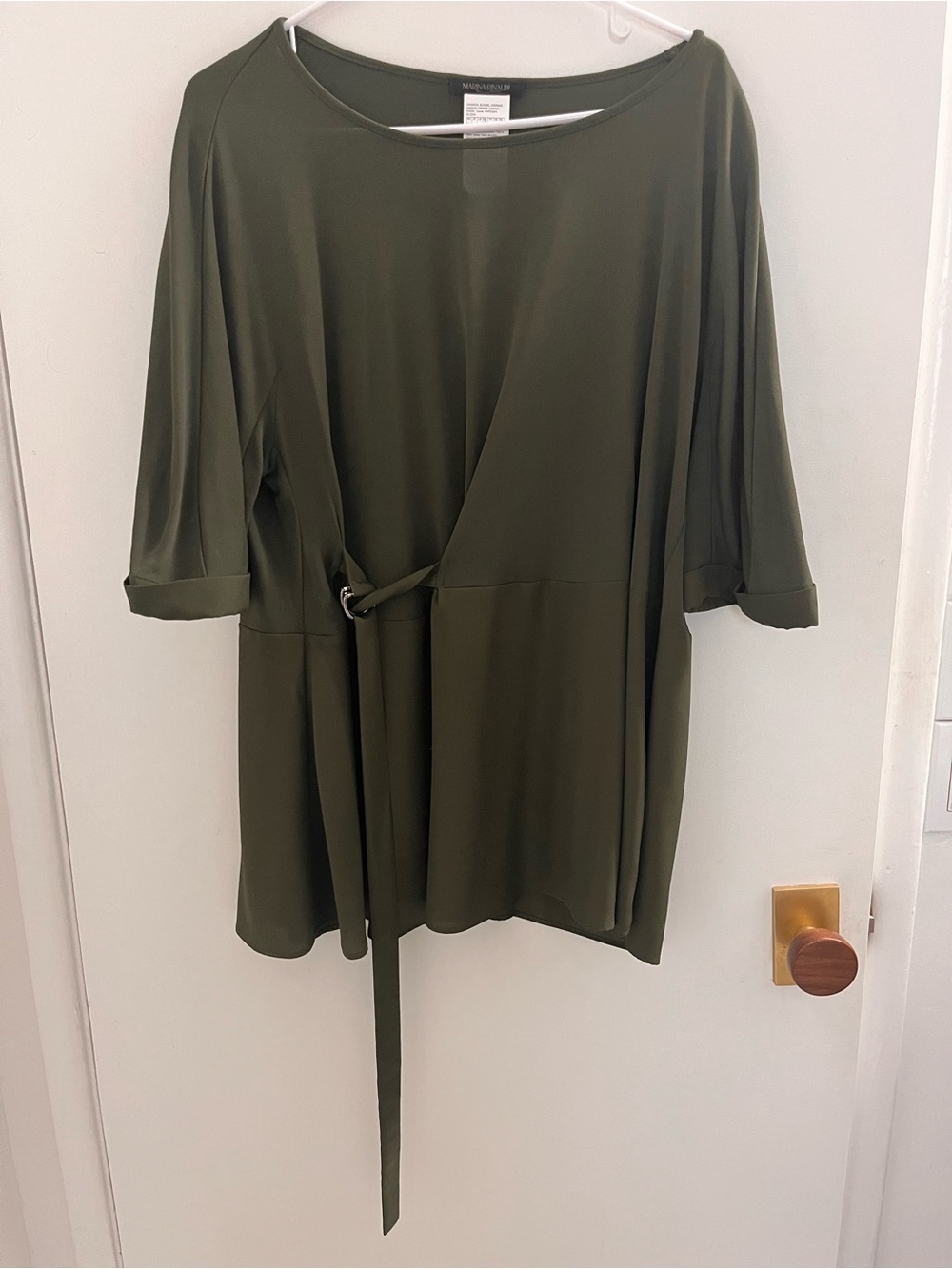 Marina Rinaldi Olive Green Wrap Tunic with Waist Tie